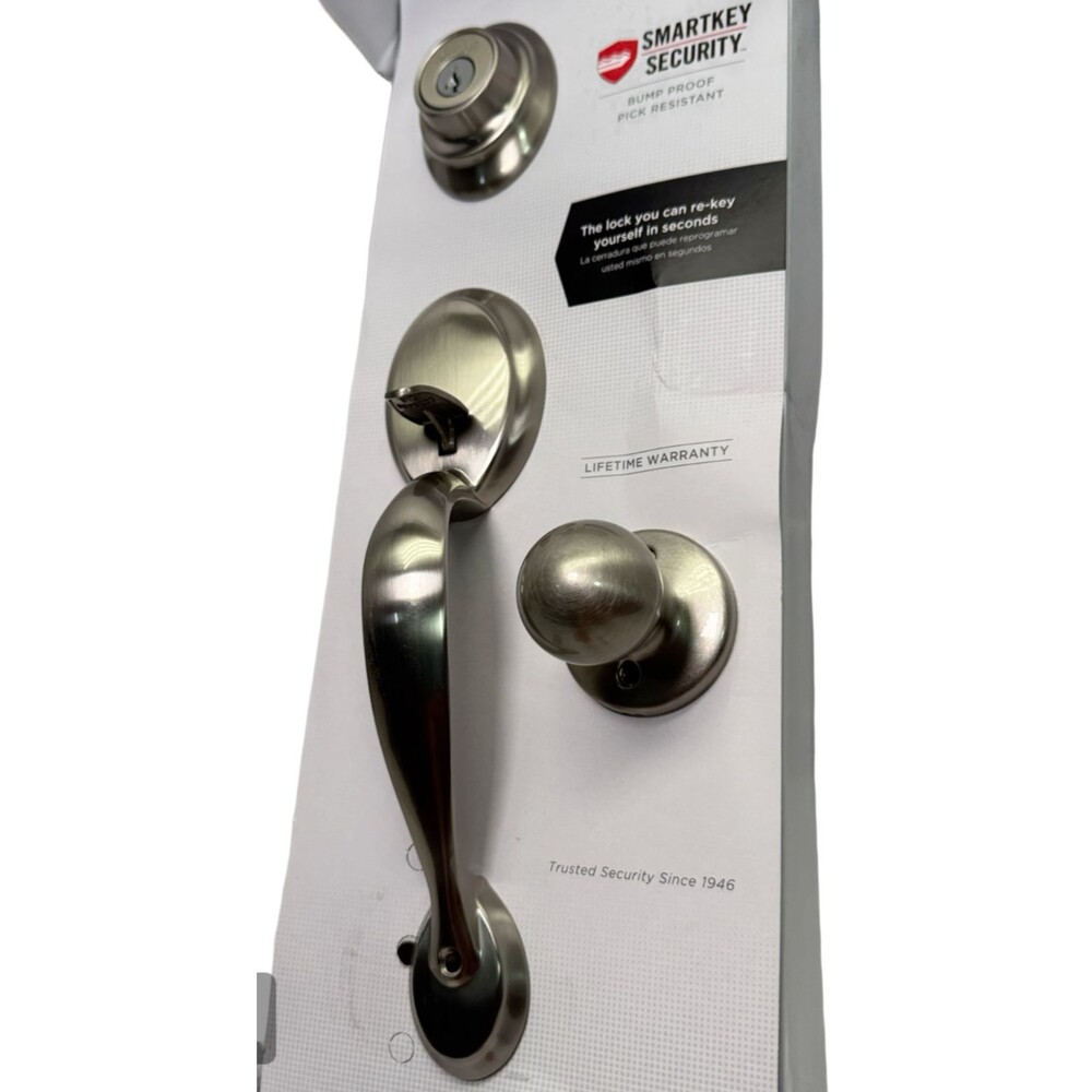 Kwikset Dakota Satin Nickel Door Handleset W/ Polo Knob & SmartKey 687DAXP15SMT - Picture 2 of 11